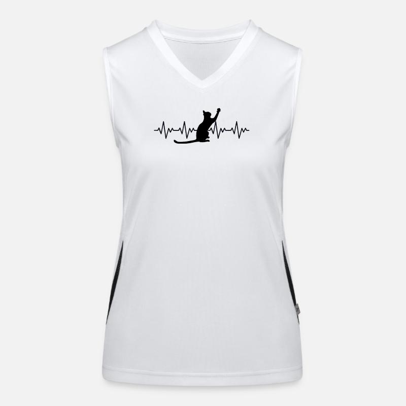 Katze EKG Herzfrequenz Herzschlag Funktionelles Kontrast-Tank Top für Frauen