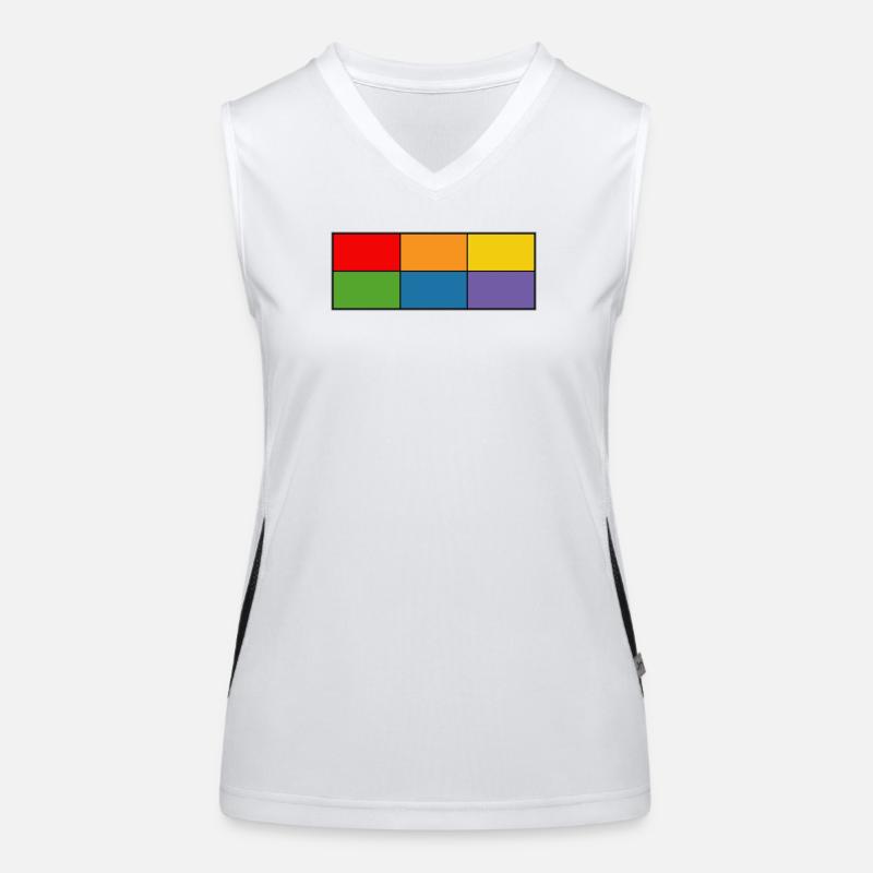LGBT_Regenbogen_Farbblock-Raster  Funktionelles Kontrast-Tank Top für Frauen