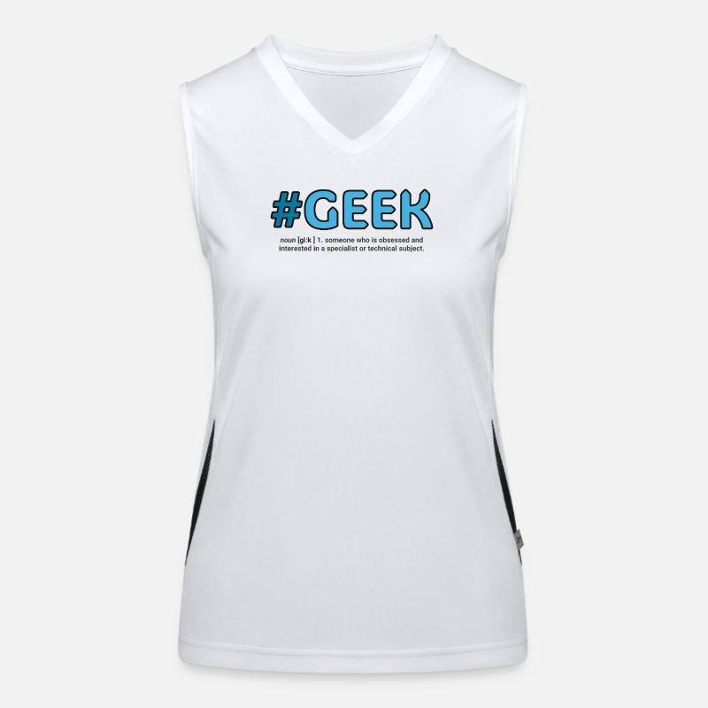 Blauer Hashtag Geek Crest Funktionelles Kontrast-Tank Top für Frauen