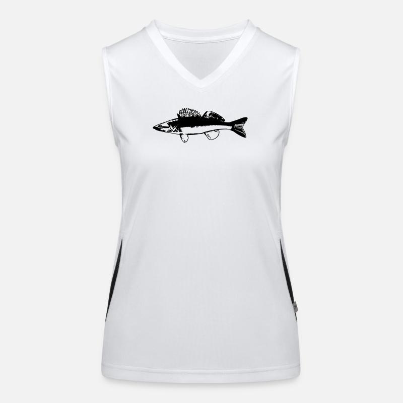 Fisch im Wasser Design auf Blau Funktionelles Kontrast-Tank Top für Frauen