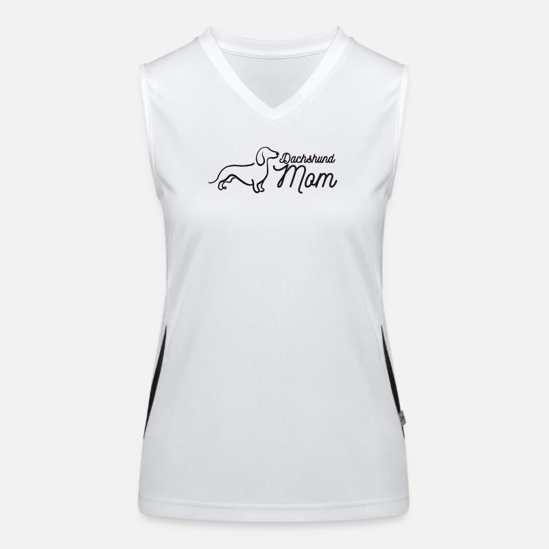 Dachshund Mom Script Logo Lineart Dackel Funktionelles Kontrast-Tank Top für Frauen