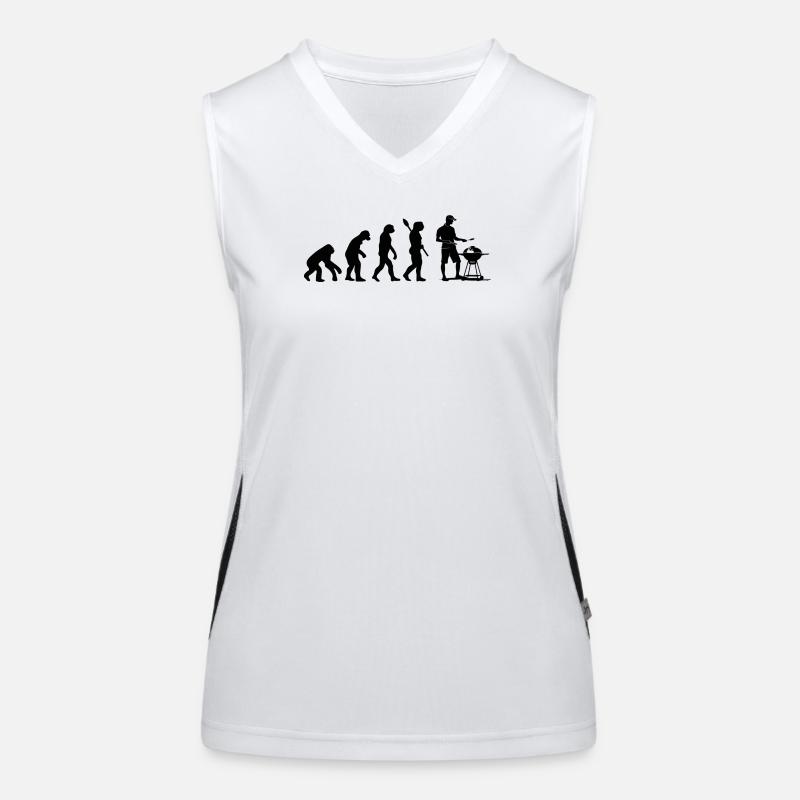 Funny Human Evolution Grill Master BBQ Lover Women's Functional Contrast Tank Top