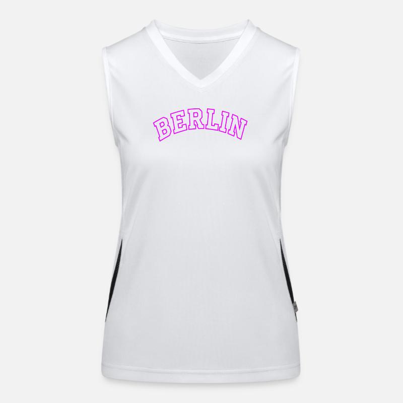 Neon Berlin Bogen Typografie Funktionelles Kontrast-Tank Top für Frauen