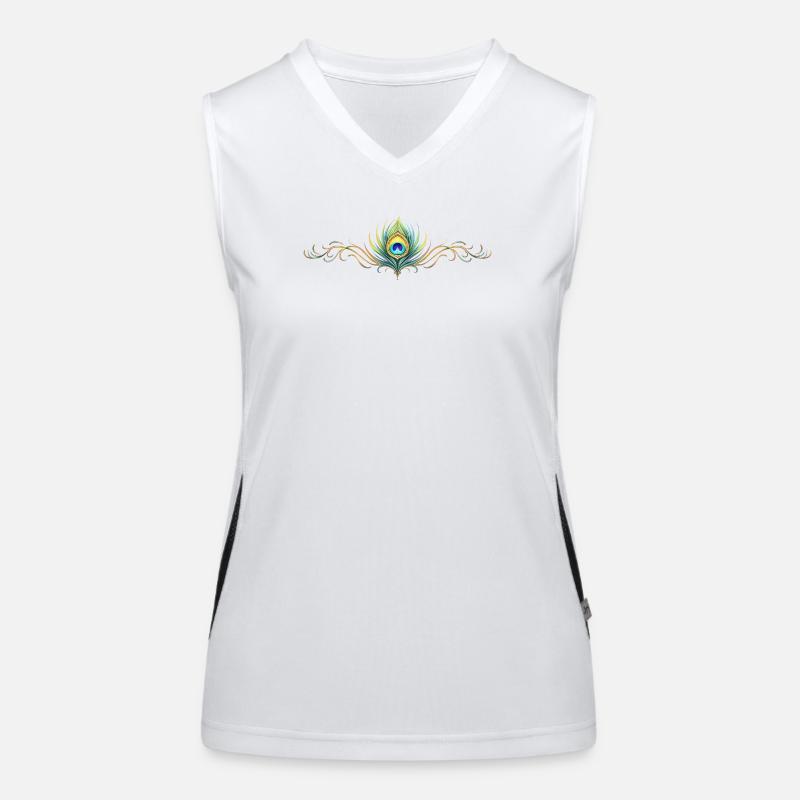 Peacock Feather Ornament Boho Symmetrical Women's Functional Contrast Tank Top