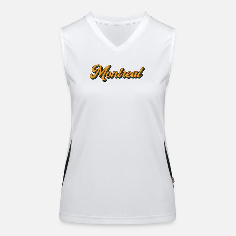 Montreal Retro Script Multicolor Shadow Funktionelles Kontrast-Tank Top für Frauen