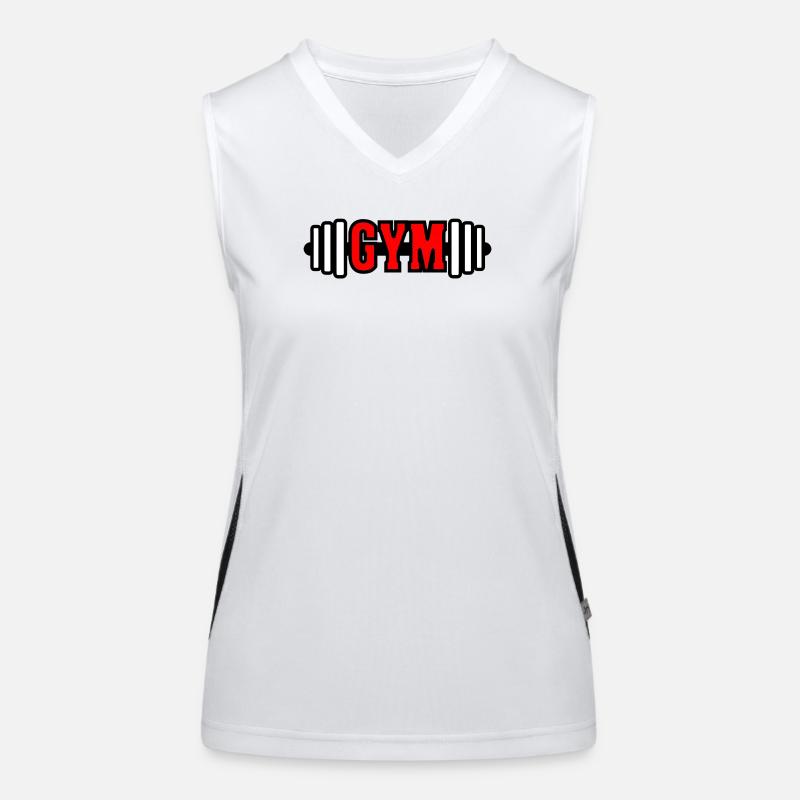 Roter Text "GYM" Gym Gym Emblem Funktionelles Kontrast-Tank Top für Frauen