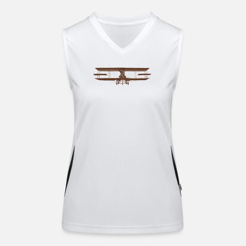 Vintage Flugzeug Doppeldecker Design Funktionelles Kontrast-Tank Top für Frauen