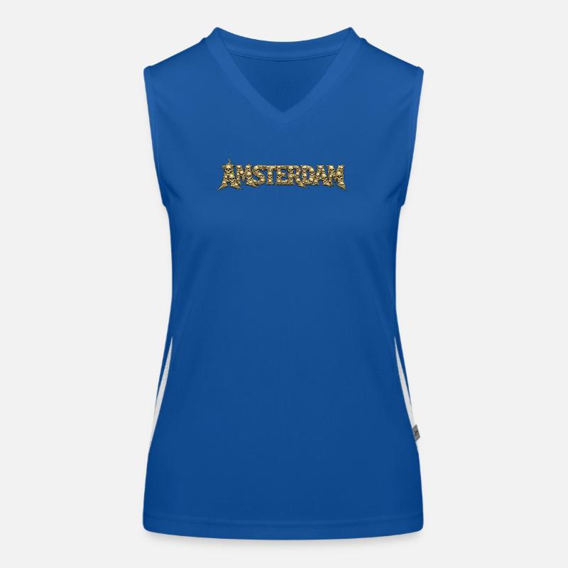 AMSTERDAM Skull Font Women's Functional Contrast Tank Top