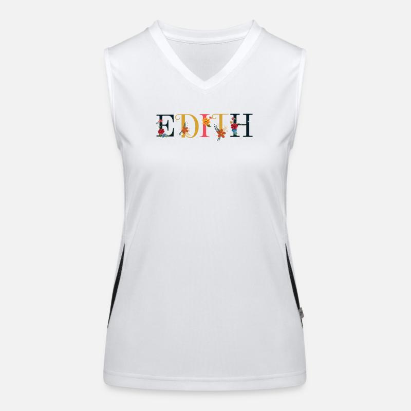 Le nom d’EDITH est décoré de fleurs Débardeur respirant contrasté Femme