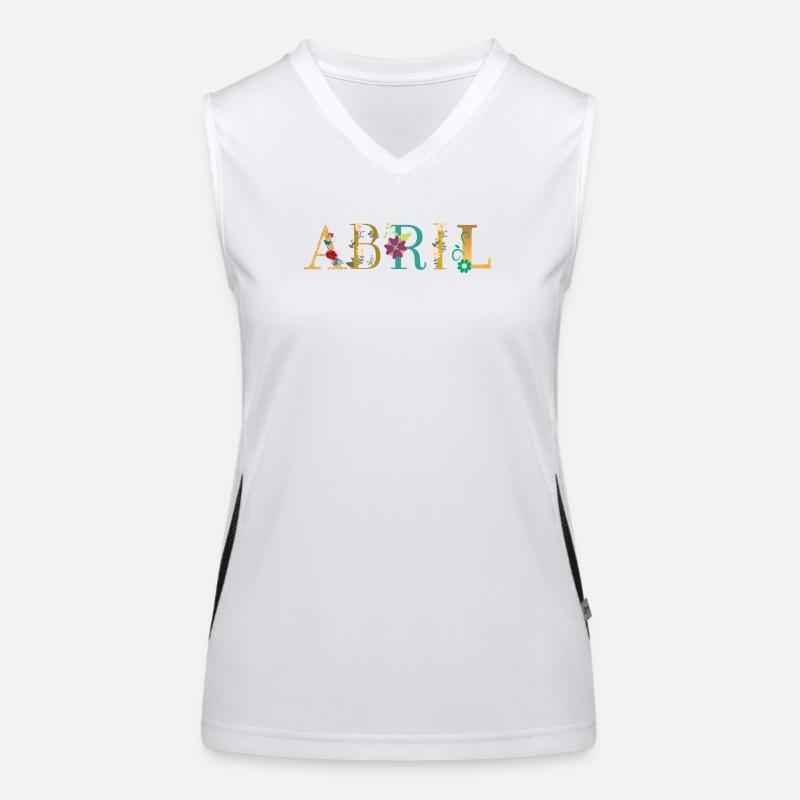ABRIL Name Decorated with Flowers Women's Functional Contrast Tank Top