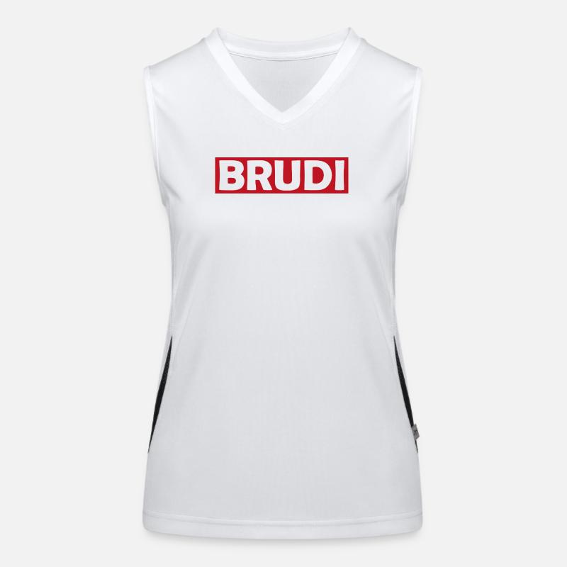 BRUDI Bold Red Logo Tee Women's Functional Contrast Tank Top