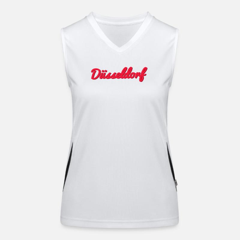 Düsseldorf Script Stadtlogo Funktionelles Kontrast-Tank Top für Frauen