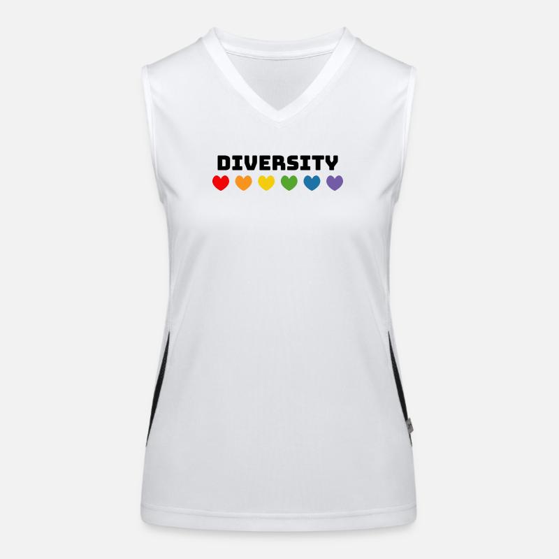 Regenbogenherzchen Diversity LGBT lgbtqi queer Funktionelles Kontrast-Tank Top für Frauen