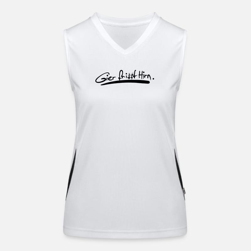 Greed eats brains. Women's Functional Contrast Tank Top