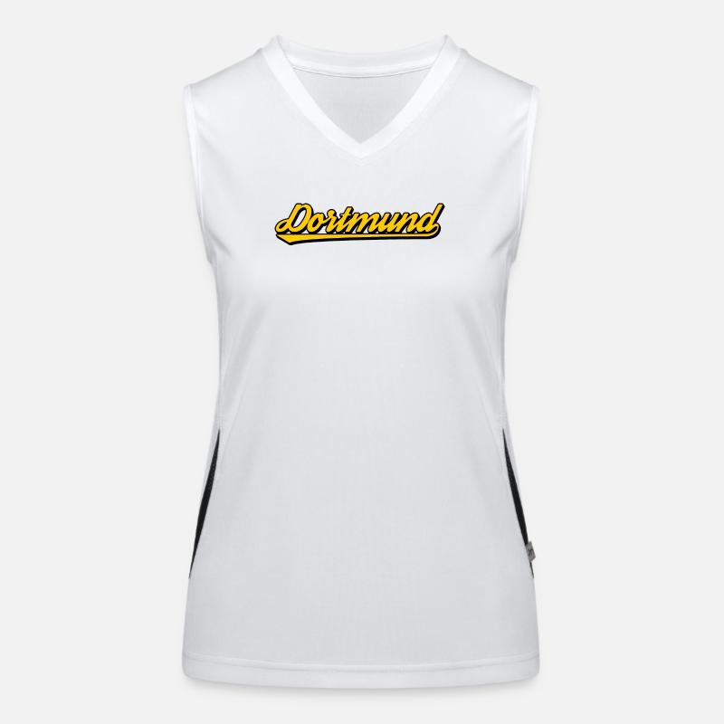Dortmund Lettering Yellow Black Women's Functional Contrast Tank Top