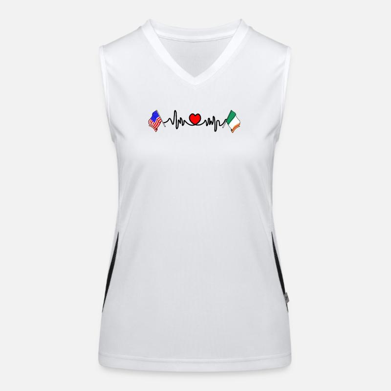 Cardio Heart avec drapeau des États-Unis et drapeau de l’Irlande Débardeur respirant contrasté Femme