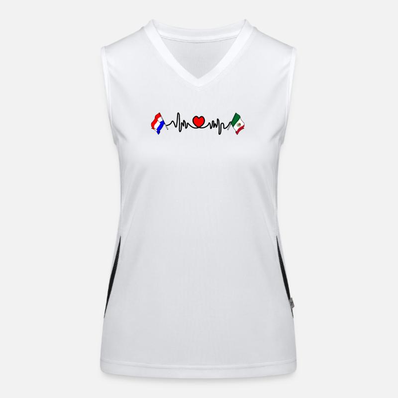 Cardio heart Drapeau Pays-Bas, drapeau Mexique Débardeur respirant contrasté Femme