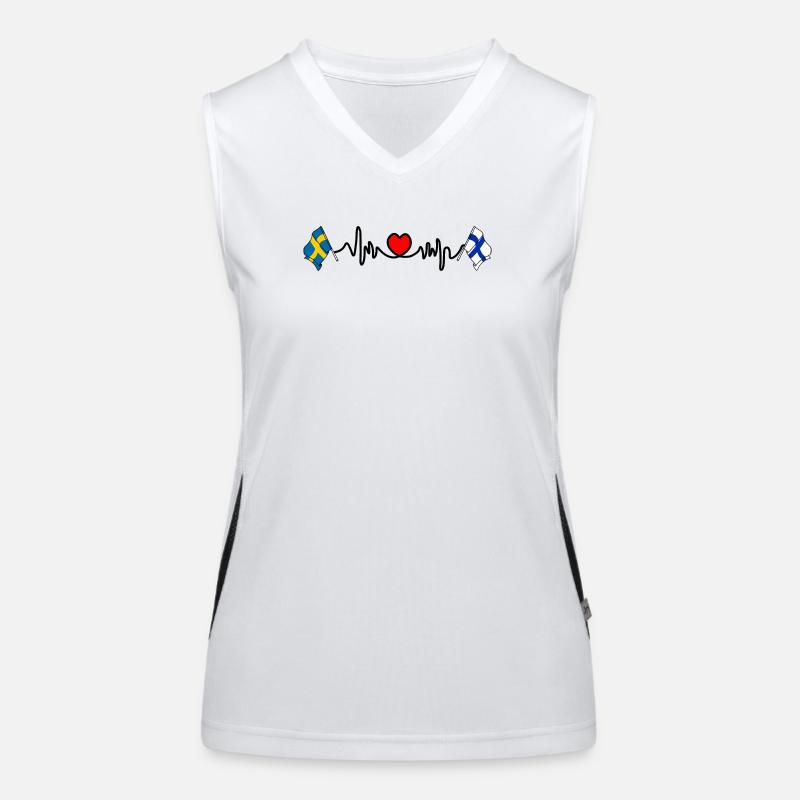 Cardio coeur Drapeau Suède, drapeau Finlande Débardeur respirant contrasté Femme