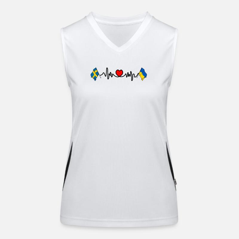Cardio heart Drapeau Suède, drapeau Ukraine Débardeur respirant contrasté Femme