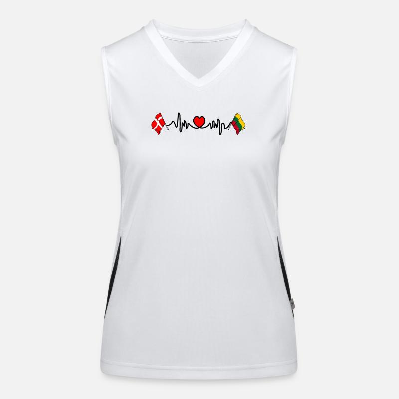 Cardio heart Drapeau Danemark, drapeau Lituanie Débardeur respirant contrasté Femme