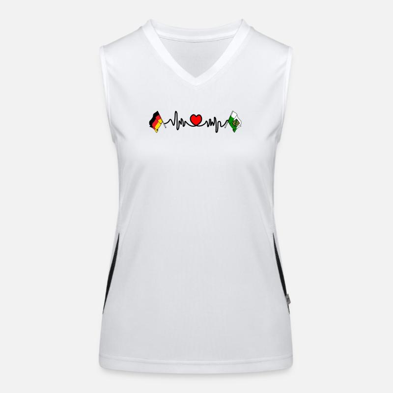 Cardio heart avec drapeau Allemagne et drapeau Saxe Débardeur respirant contrasté Femme