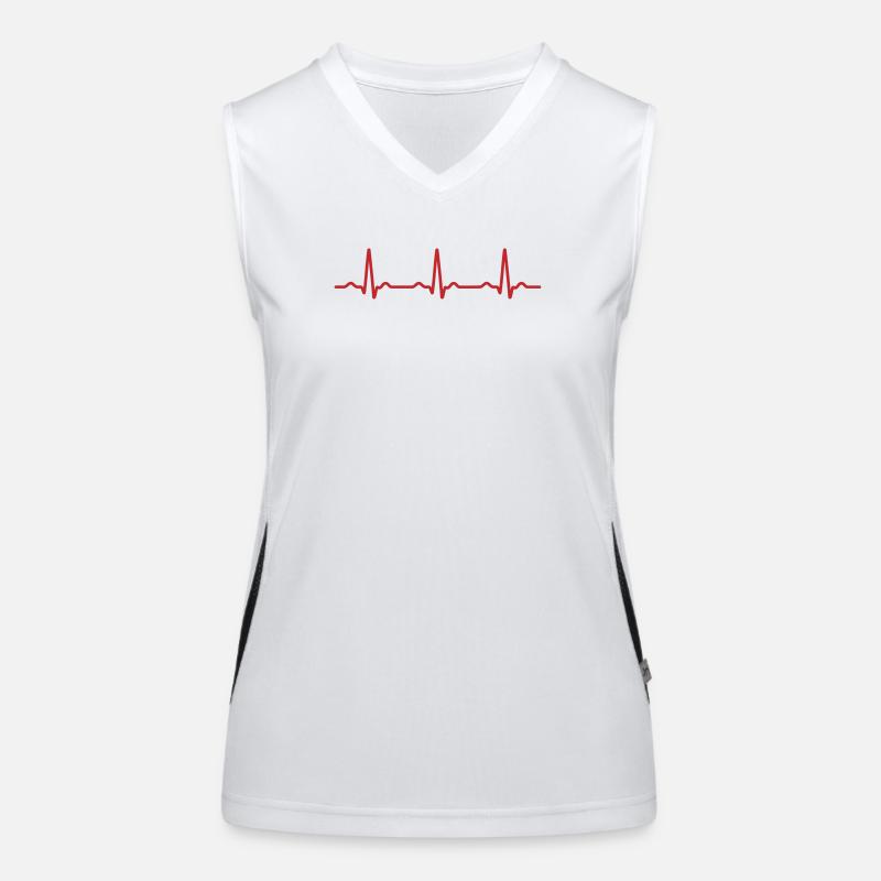 Seamless Red Ecg Heartbeat Pattern Women's Functional Contrast Tank Top
