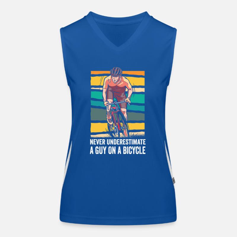 Never Underestimate An Old Guy on a Bicycle Funktionelles Kontrast-Tank Top für Frauen