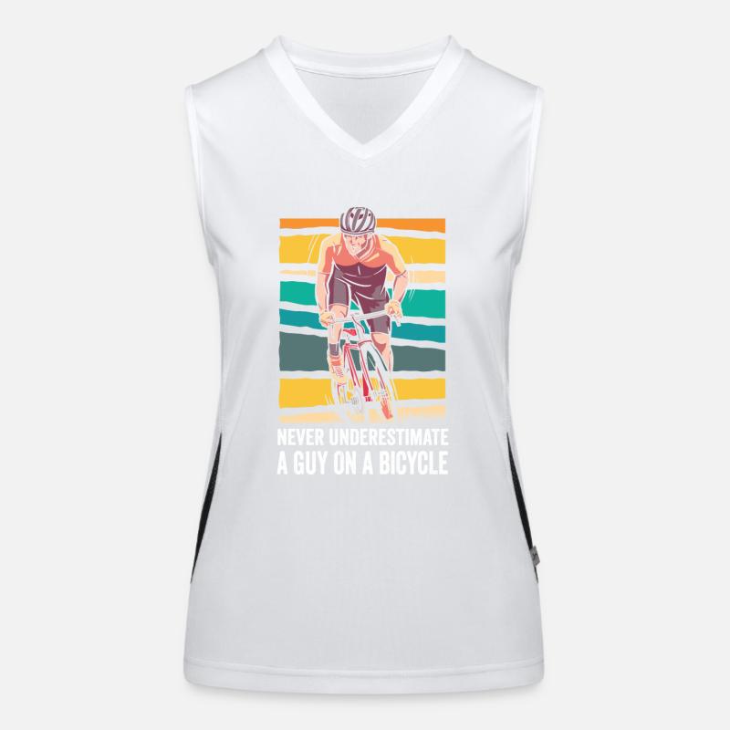 Never Underestimate An Old Guy on a Bicycle Funktionelles Kontrast-Tank Top für Frauen