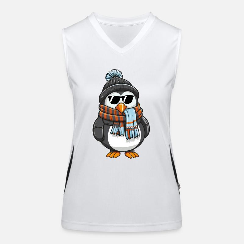 pinguin comic winter Funktionelles Kontrast-Tank Top für Frauen