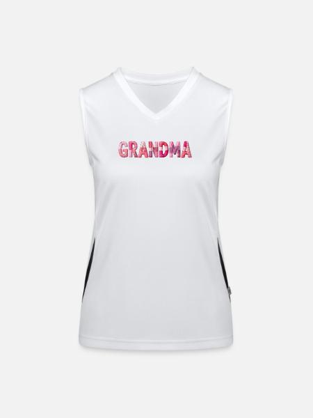 Grandmother Pink Plaid Letters Patchwork - Women's Functional Contrast Tank Top - white/black - Front
