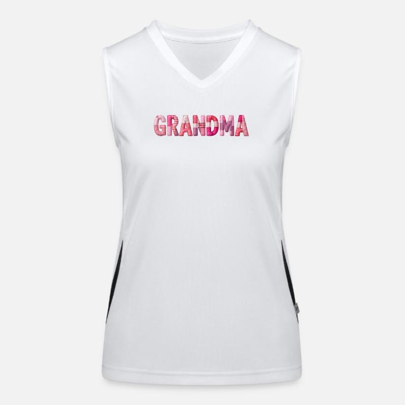 Grandmother Pink Plaid Letters Patchwork Women's Functional Contrast Tank Top