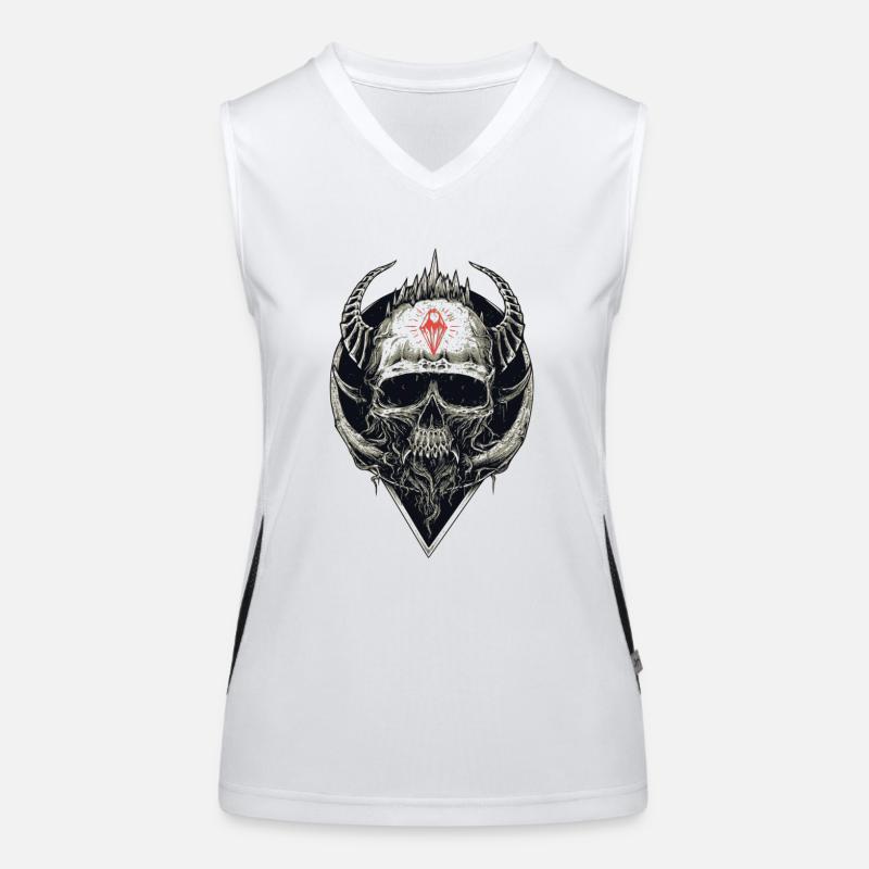 Skull with red symbol Women's Functional Contrast Tank Top