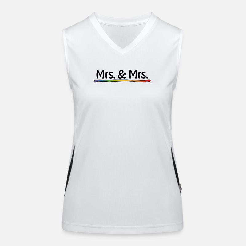 Lesbische Hochzeit - Regenbogen Mrs and Mrs Funktionelles Kontrast-Tank Top für Frauen
