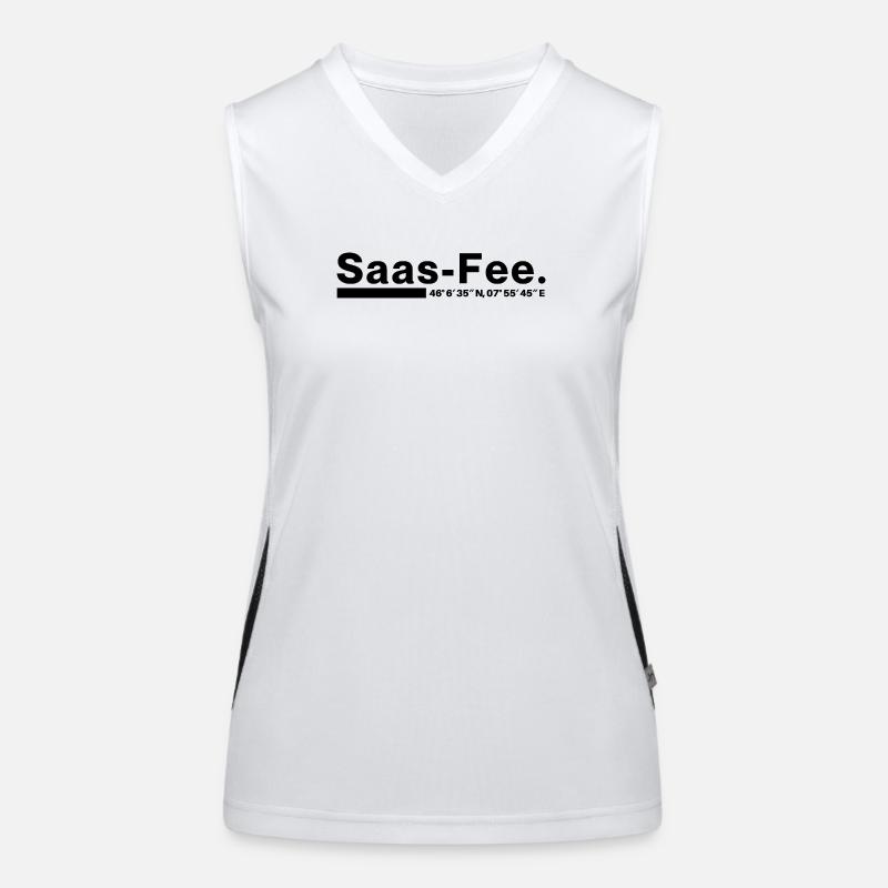 Saas-Fee coordinates Valais Switzerland Women's Functional Contrast Tank Top