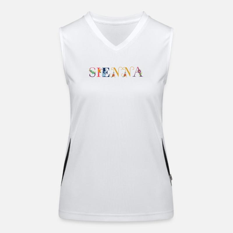 SIENNA Name Decorated with Flowers Women's Functional Contrast Tank Top