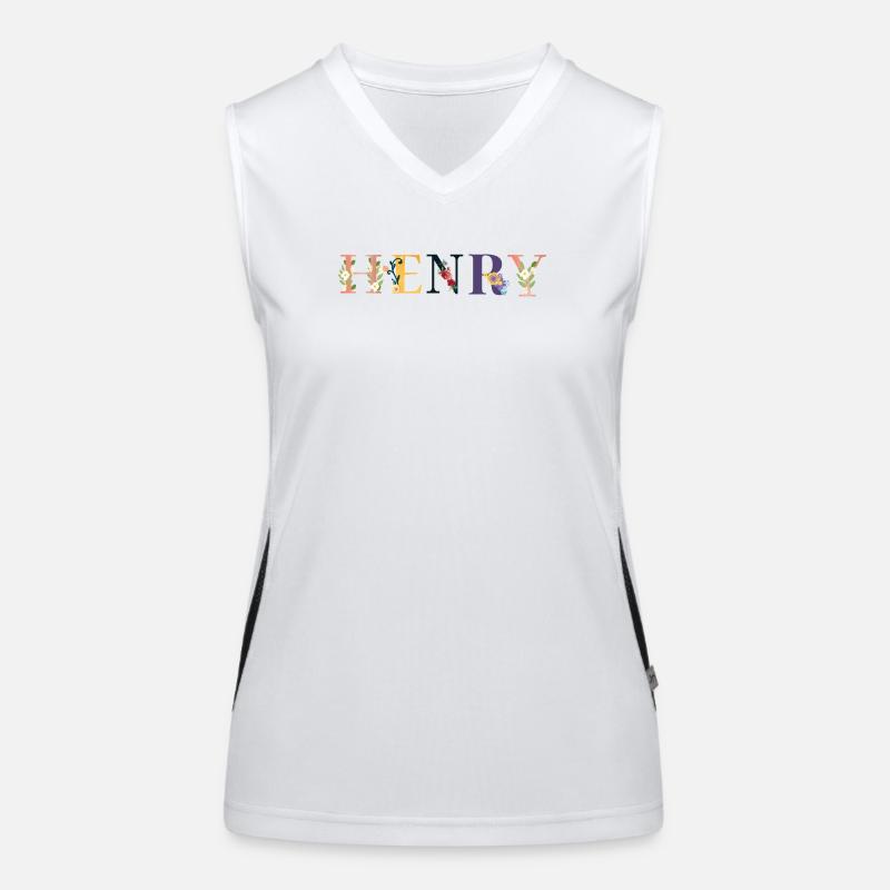 HENRY name decorated with flowers Women's Functional Contrast Tank Top
