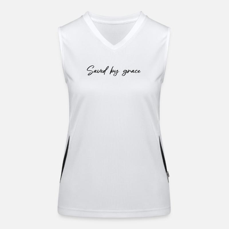Geschenke mit Christlichen Spruch Saved by Grace  Funktionelles Kontrast-Tank Top für Frauen