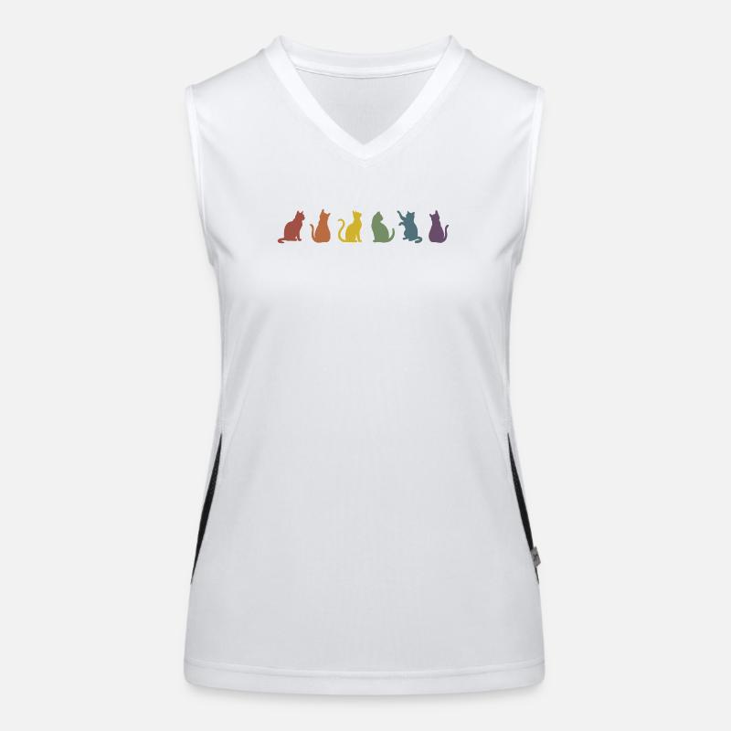 Bunte Pride Katzen Silhouetten  Funktionelles Kontrast-Tank Top für Frauen