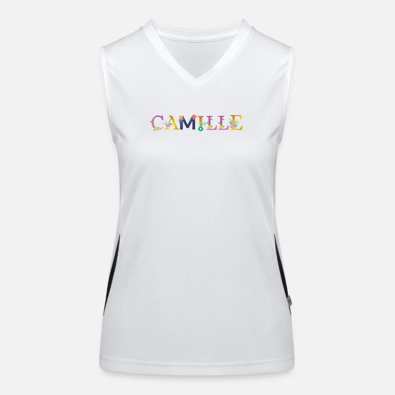 CAMILLE Name Adorned with Flowers Women's Functional Contrast Tank Top