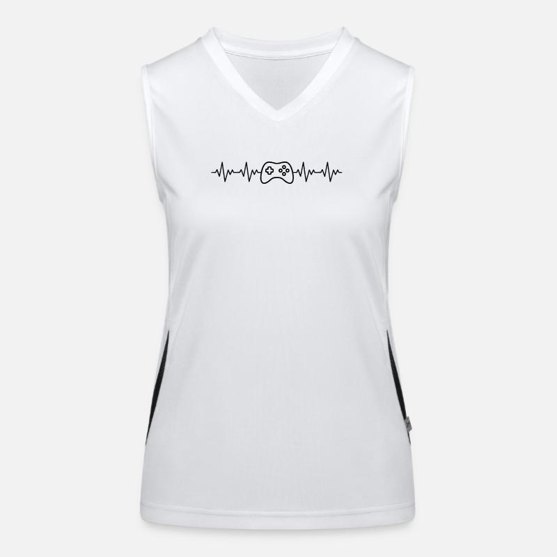 Controller Gamer EKG Herzschlag Funktionelles Kontrast-Tank Top für Frauen