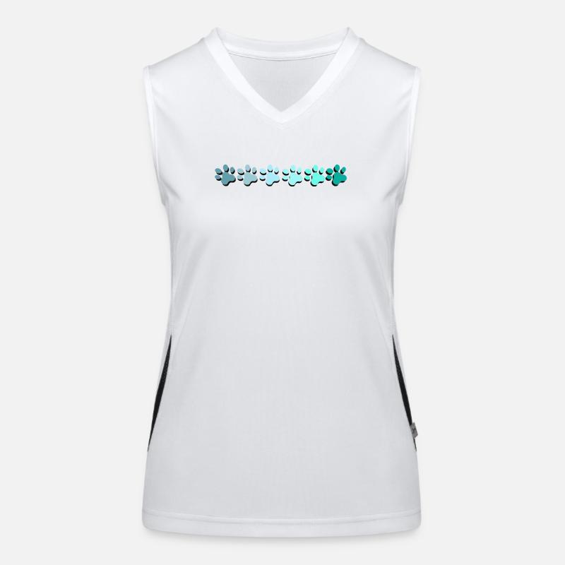 Conception abstraite d’empreinte de patte dans les couleurs de la mer Débardeur respirant contrasté Femme