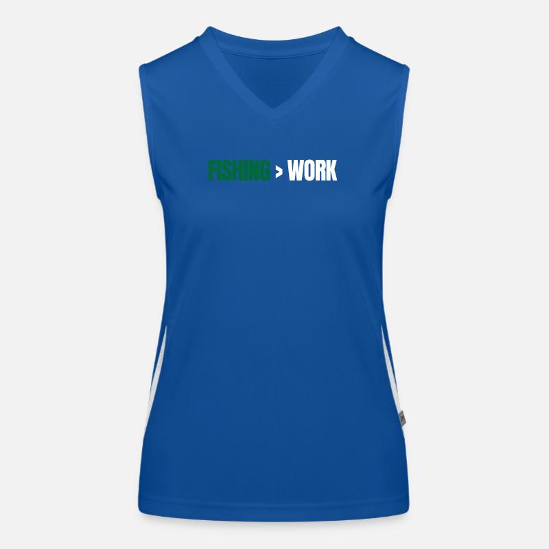 Fishing Greater Than Work – Angeln Design Funktionelles Kontrast-Tank Top für Frauen