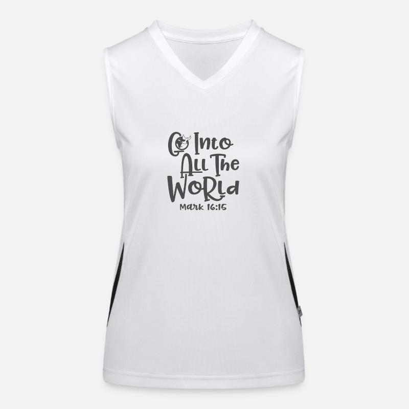 Christliches Design Geh in alle Welt Markus 16:15 Funktionelles Kontrast-Tank Top für Frauen