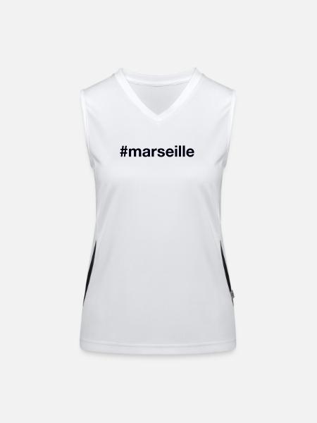 MARSEILLE Hashtag - Débardeur respirant contrasté Femme - blanc/noir - Devant