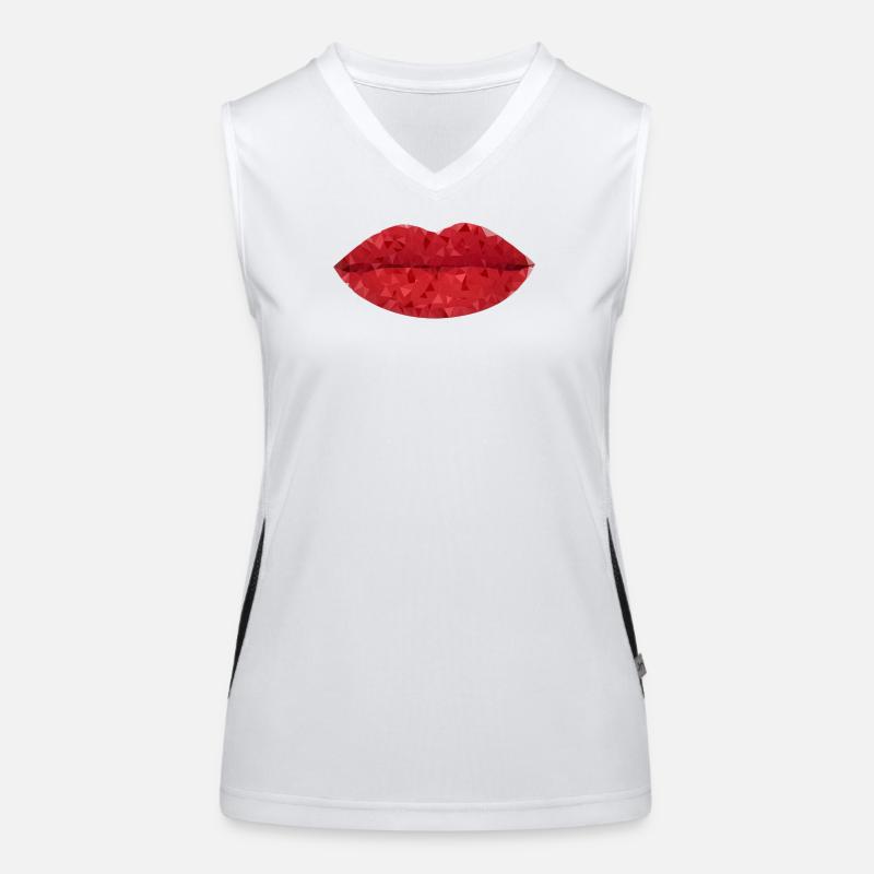Intense Red Geometric Lips Women's Functional Contrast Tank Top