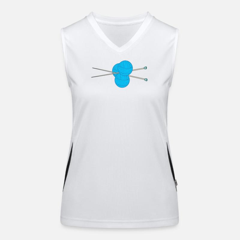 Three balls of blue wool with two knit Women's Functional Contrast Tank Top