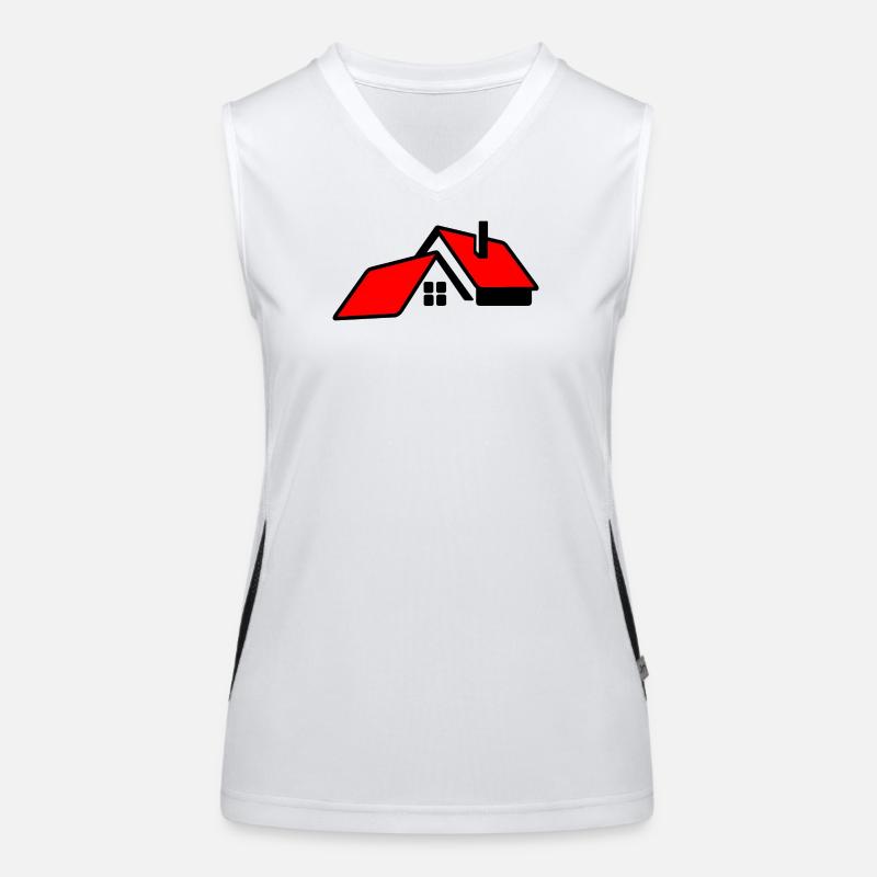 Haus mit rotem Dachlogo Funktionelles Kontrast-Tank Top für Frauen