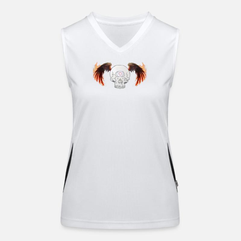Winged skeleton in flames Women's Functional Contrast Tank Top