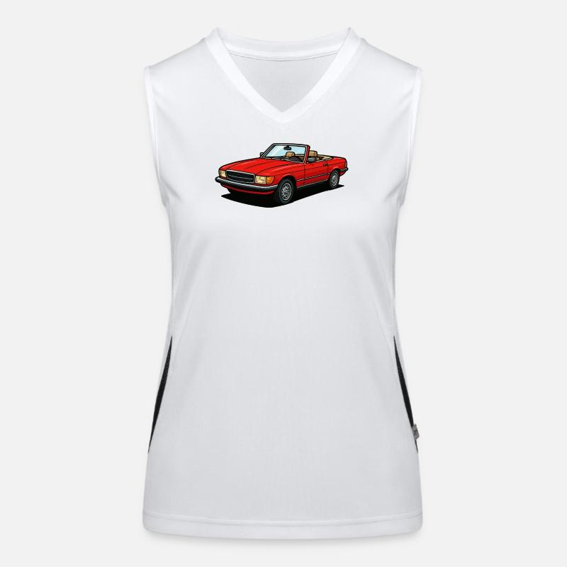 Rotes Cabrio Offenes Dach Funktionelles Kontrast-Tank Top für Frauen
