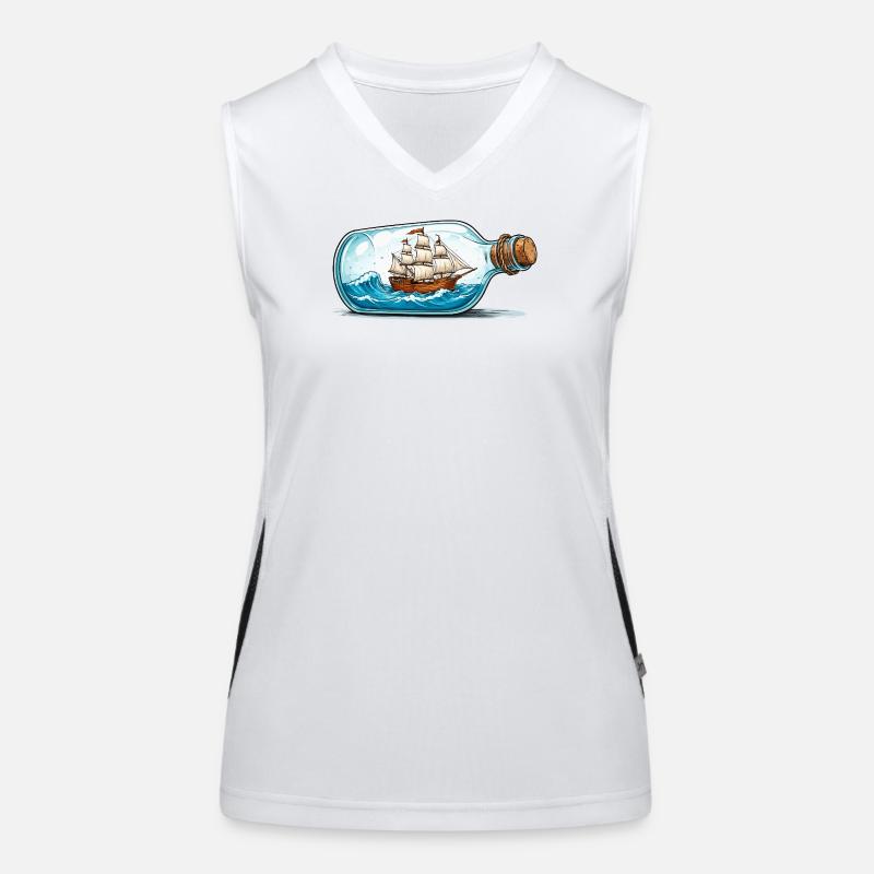 Schiffsmodell in Flasche Funktionelles Kontrast-Tank Top für Frauen